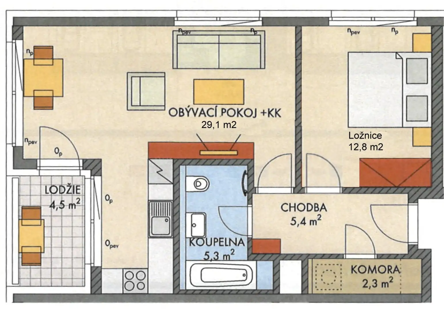 Prodej bytu 2+kk, 59,4m2 s balkónem, ulice Františka Jansy, Praha - Dolní Měcholupy