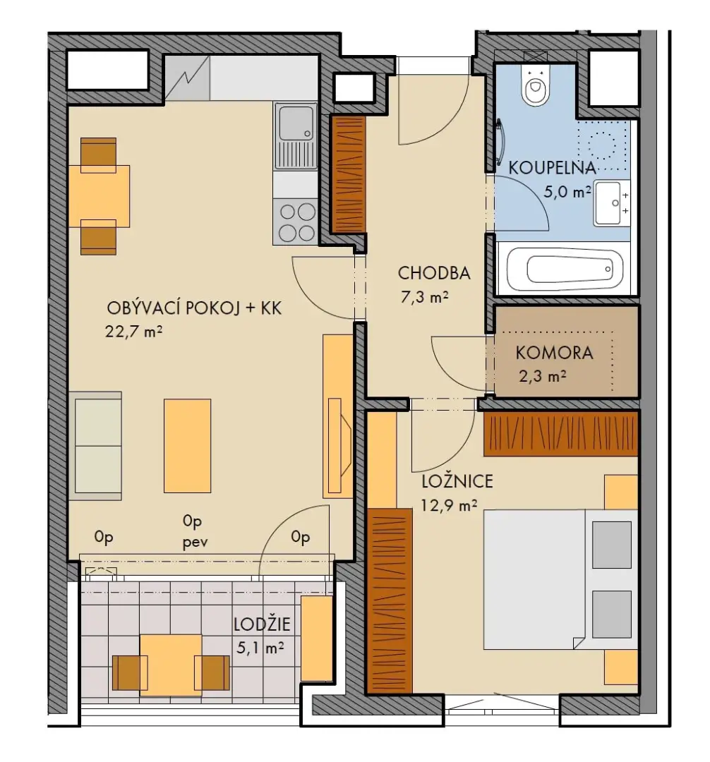 Pronájem bytu 2+kk s balkónem, ulice Poděbradská 1158/49, Praha - Hloubětín