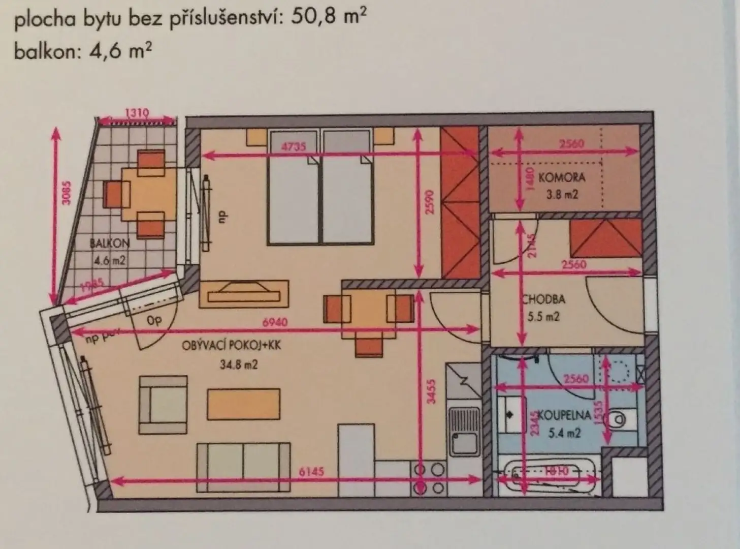 Pronájem bytu 2+kk  51m² - Praha - Dolní Měcholupy