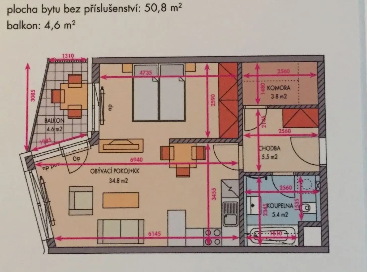 Pronájem bytu 2+kk  51m² - Praha - Dolní Měcholupy